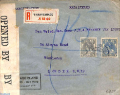 Netherlands 1916 Registered Mail To London, Censored, Postal History, World War I - Storia Postale