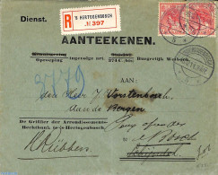 Netherlands 1911 Official Mail Registered (2x5c), Postal History - Cartas & Documentos