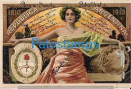 227549 ARGENTINA ART EMBOSSED CENTENARY CENTENARIO PATROTIC FLAG HERALDRY POSTCARD - Argentine