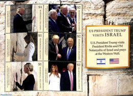 Marshall Islands 2018 Donal Trump Visits Israel 6v M/s, Mint NH, History - Religion - American Presidents - Judaica - Joodse Geloof