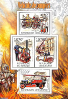 Burundi 2012 Fire Engines S/s, Mint NH, Automobiles - Fire Fighters & Prevention - Motorcycles - Automobili