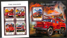 Maldives 2018 Fire Engines 2 S/s, Mint NH, Transport - Automobiles - Fire Fighters & Prevention - Automobili