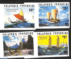 French Polynesia 1976 Ships 4v, Imperforated, Mint NH, Ships And Boats - Unused Stamps