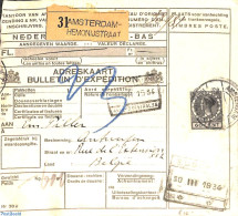 Netherlands 1934 Parcel Card From Amsterdam To Antwerpen, Postal History - Storia Postale