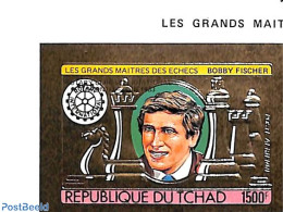 Chad 1983 Bobby Fischer, Black Overprint Rotary Club 1v, Imperforated, Mint NH, Sport - Various - Chess - Rotary - Otros & Sin Clasificación