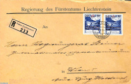Liechtenstein 1934 Official Registered Mail With 2x Mi.No. D4a (perf. 10.5), Postal History - Lettres & Documents