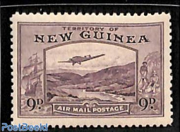 British New Guinea 1939 9p, Stamp Out Of Set, Unused (hinged), Transport - Aircraft & Aviation - Ships And Boats - Airplanes