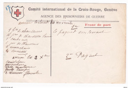 Carte En Franchise Militaire 1914 1918 - Prisonniers De Guerre - Croix Rouge Gen - Briefe U. Dokumente