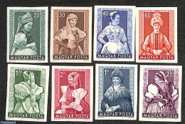 Hungary 1953 Costumes 8v, Imperforated, Unused (hinged), Various - Costumes - Ongebruikt