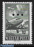 Hungary 1957 Airmail Definitive 1 V. With 3 Holes, Mint NH, Transport - Aircraft & Aviation - Ongebruikt