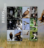 Niuafo'ou 2018 Birds Of Prey 12v M/s, Mint NH, Nature - Birds - Art - Cervantes - Escritores
