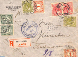 Netherlands 1917 Registered Letter From Amsterdam To München, Postal History - Storia Postale