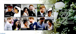Jersey 2019 Prince Harry And Meghan Markle Wedding Anniversary 6v M/s, Mint NH, History - Kings & Queens (Royalty) - Case Reali