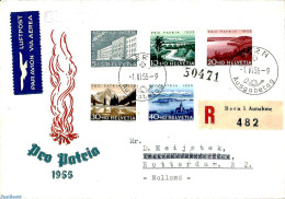 Switzerland 1955 First Day Cover Pro Patria, Registered To Rotterdam, First Day Cover - Covers & Documents