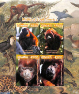 Guyana 2019 Red Howler Monkey 4v M/s, Mint NH, Nature - Animals (others & Mixed) - Monkeys - Wild Mammals - Guyane (1966-...)