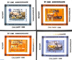 Chad 1996 Rotary, Calgary Overprints 4 S/s, Imperforated, Mint NH, Nature - Various - Animals (others & Mixed) - Rotary - Otros & Sin Clasificación