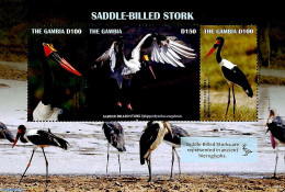 Gambia 2019 Saddle-Billed Stork 3v M/s, Mint NH, Nature - Birds - Gambia (...-1964)