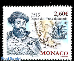 Monaco 2019 Sailing Around The World 1v, Mint NH, History - Transport - Various - Explorers - Ships And Boats - Maps - Nuevos