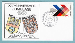 FDC France 1983 - Jumelage Bron Weingarten - Anniversaire Du Traité Sur La Coopération Franco-Allemande - YT 1739  Paris - 1980-1989