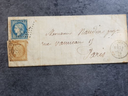 1872 CERES N°60 + CERES BISTRES CACHET LUZARCHES + AU DOS CACHET DE PARIS - 1849-1876: Periodo Classico