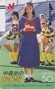 Télécarte Ancienne JAPON / 110-20312 B - FEMME / Sport RUGBY - GIRL Woman JAPAN Front Bar Free Phonecard - Deportes