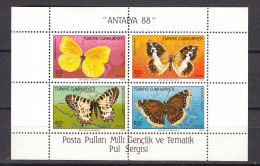 Turkey 1988,4V In Block,butterflies,vlinders,schmetterlinge,papillons,mariposas,farfalle,MNH/Postfris,(L2863) - Mariposas