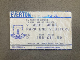 Everton V Sheffield Wednesday 1992-93 Match Ticket - Tickets - Entradas