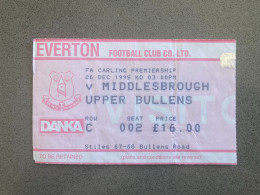 Everton V Middlesbrough 1995-96 Match Ticket - Match Tickets