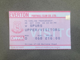 Everton V Tottenham Hotspur 1995-96 Match Ticket - Tickets & Toegangskaarten