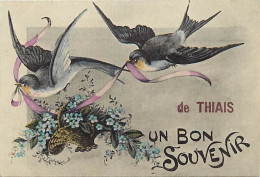 - Dpts Div.-ref-BN273- Val De Marne - Thiais - Un Bon Souvenir De .. - Hirondelles Et Myosotis - Fleurs - - Thiais