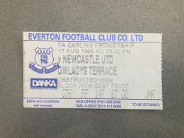 Everton V Newcastle United 1996-97 Match Ticket - Tickets & Toegangskaarten