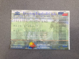 Everton V Preston North End 1999-00 Match Ticket - Tickets D'entrée