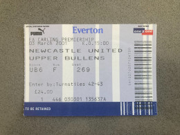 Everton V Newcastle United 2000-01 Match Ticket - Tickets - Entradas