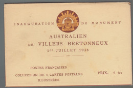 CP - 80 - Villers-Bretonneux - Pochette 5 Cartes Inauguration Du Monument Australien -Cachet Inauguration Sur Les Cartes - Villers Bretonneux