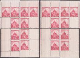 108/ Pof. 33; Complete Corner 4-block Miniatures With Coupons, Plate Marks * And + - Ungebraucht