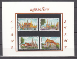 Thailand 2002,4V In Set On Folder, Buddhist Temple,MNH/Postfris(L4452) - Iglesias Y Catedrales