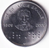 INDIA COIN LOT 84, 2 RUPEES 2009, LOUIS BRAILLE, HYDERABAD MINT, AUNC - India