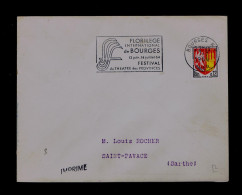 Gc8494 FRANCE Slogan Pmk "Theatre Des Provinces Festival" Int. FLORILEGE De Bourges 1964 Mailed Saint-Pavace - Theatre