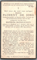 Bidprentje Eindhout - De Jong Florent (1883-1940) - Santini