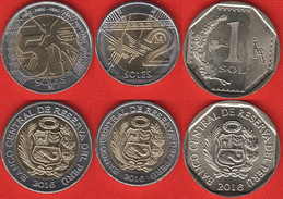 Peru Set Of 3 Coins: 1 - 5 Soles 2016 UNC - Perú