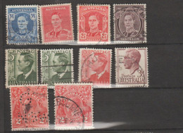 Australie Lot 10 Timbres Roi Georges VI (8) Roi Georges V (2) - Collections