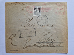 Romania. Cover With Red Meter Cancel And Support Stamp From Satu-Mare To Cluj. - Autres & Non Classés