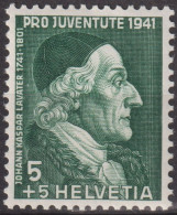 1941 Schweiz Pro Juventute ** Mi:CH 399 Yt:CH 371, Zum:CH J97, Johann Kaspar Lavater (1741-1801), - Nuevos