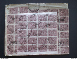 RUSSIA RUSSIE РОССИЯ COVER FRAGMANT 1922 REGISTER MAIL RUSSIA TO ITALY OVER STAMPS FULL 58 STAMPS !! RRR RIF.TAGG. (48) - Storia Postale