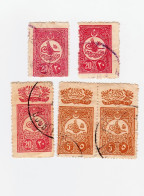 Turquie 5 Timbres Tughru - 2 De 1909 YT 147 (Rose Carmin) - 1 De 1908 YT 136 (Rose) - Et 2 De 1908 YT 134 (orange) - Usati