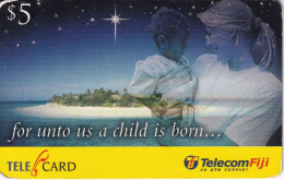 TARJETA DE FIJI DE $5 DE FOR UNTO US A CHILD IS BORN... - Fidschi