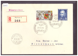 RECOMMANDE - VEVEY - EXPOSITION PHILATELIQUE ROMANDE 1942 - Storia Postale