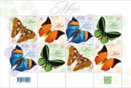 POLAND 2024 BUTTERFLY BUTTERFLIES INSECT COMPLETE COMPLETE SHEET OF 8 STAMPS NHM - Blokken & Velletjes