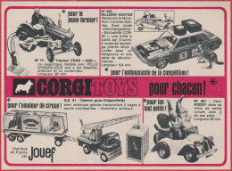 Tracteur Ford, Hillman Hunter, Camion Grue Cirque, Noddy. Corgi Toys. Jouef. Voiture Miniature. 1969. - Werbung