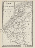 Belgio E Paesi Bassi - Carta Geografica D'epoca - 1936 Vintage Map - Landkarten